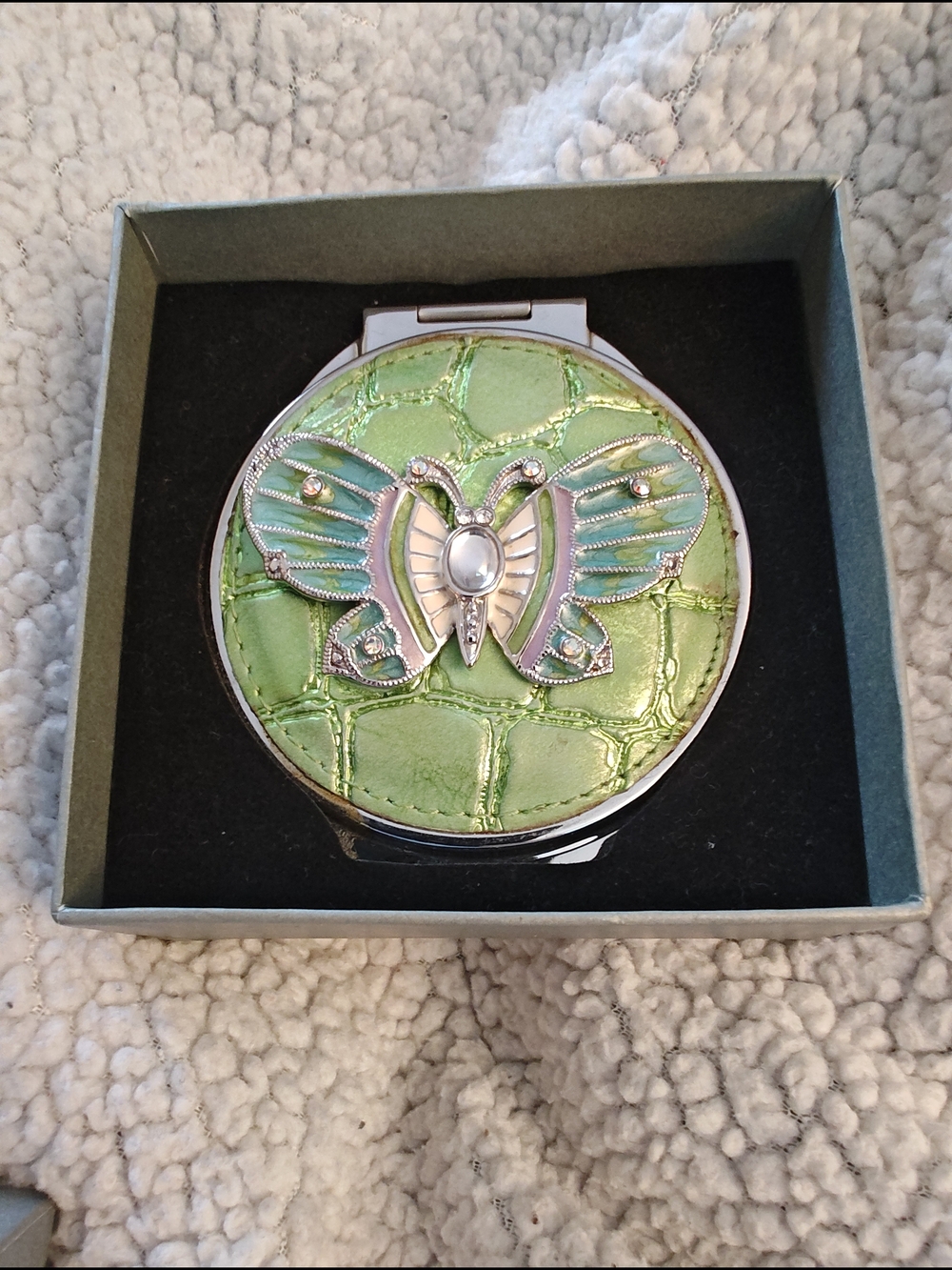 Green Butterfly Compact Mirror